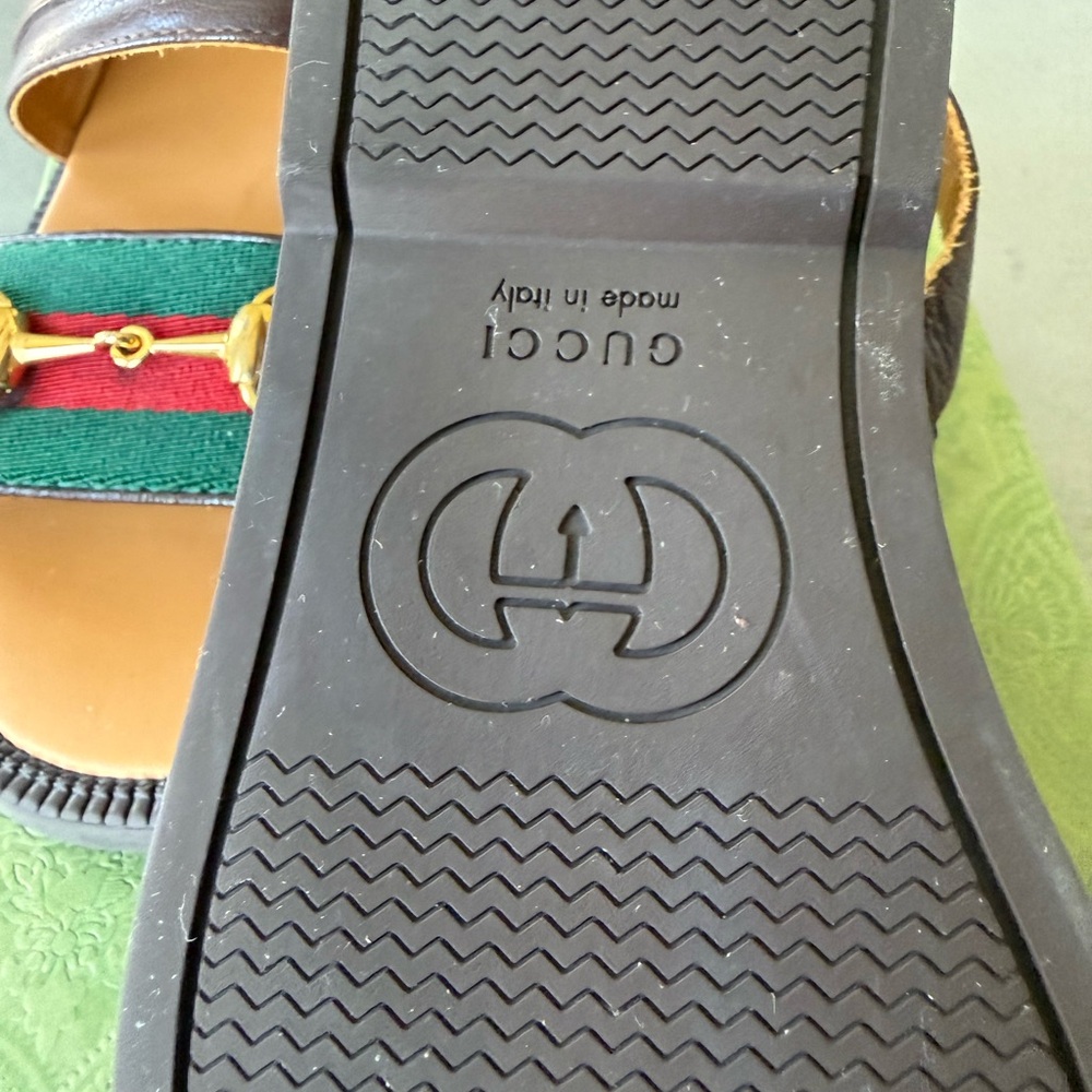 Kids Brown Leather Sandals with Green & Red Accent - Picture 8 of 10